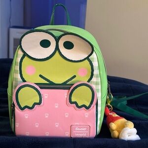 loungefly sanrio hello kitty and friends keroppi pink green pastel mini backpack
